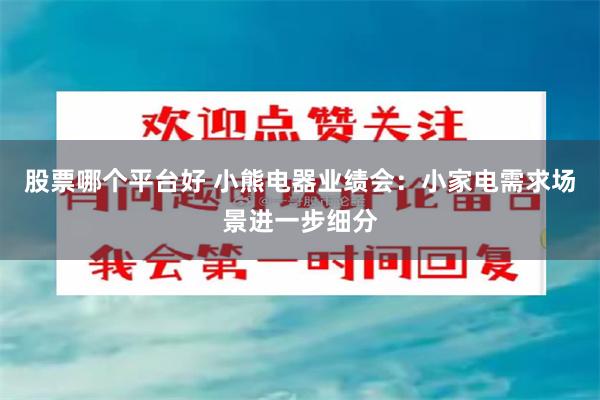 股票哪个平台好 小熊电器业绩会：小家电需求场景进一步细分