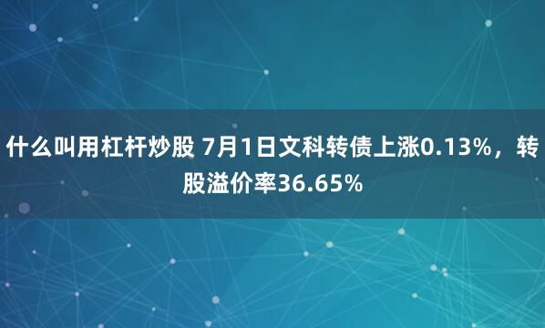什么叫用杠杆炒股 7月1日文科转债上涨0.13%，转股溢价率36.65%